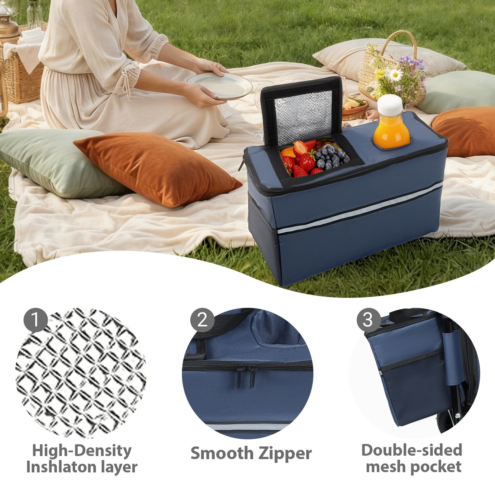 500lbs Heavy Duty 3-in-1 Folding Wagon Cart with Bench Seat & All-Terrain Wheels