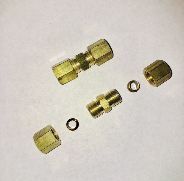 * 4 pieces Brass 3/8″ Line Compression Fitting Union Steel Copper Nylon Plastic