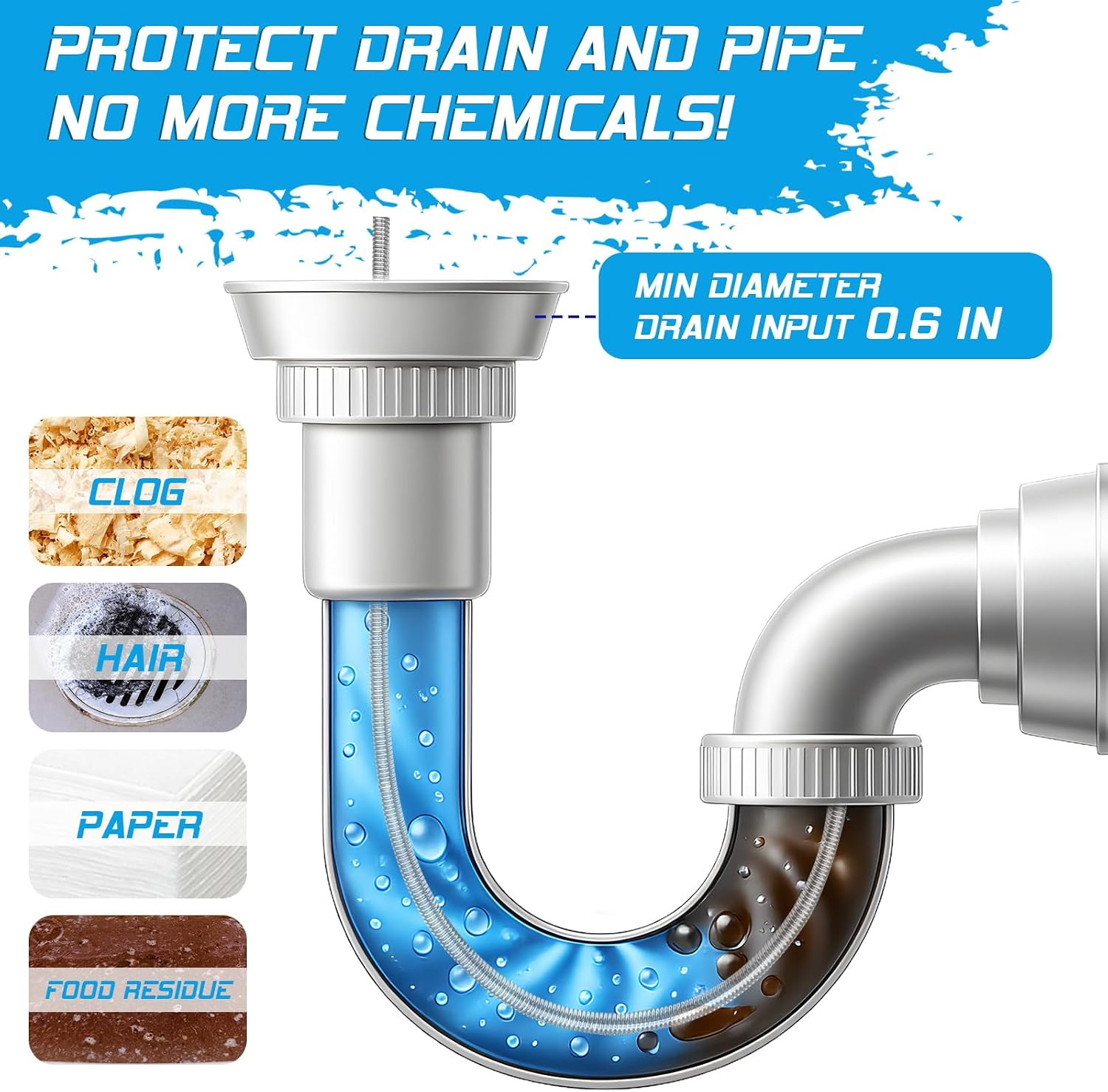 25FT Auto Feed Drain Snake Auger Drill or Manual Hair Clog Remover | 25FT Flexib