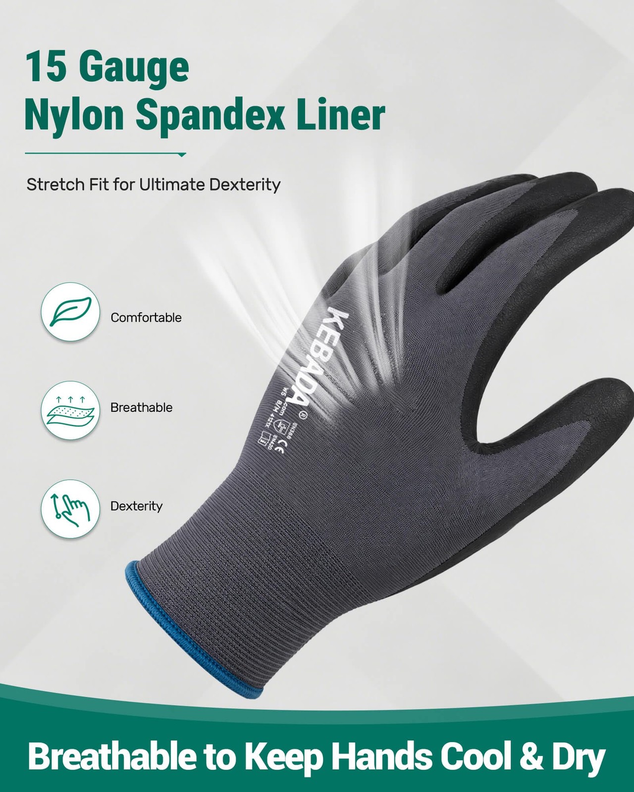W5-12 Pairs Safety Work Gloves Foam Nitrile Coated, Seamless Knit Nylon Glove…
