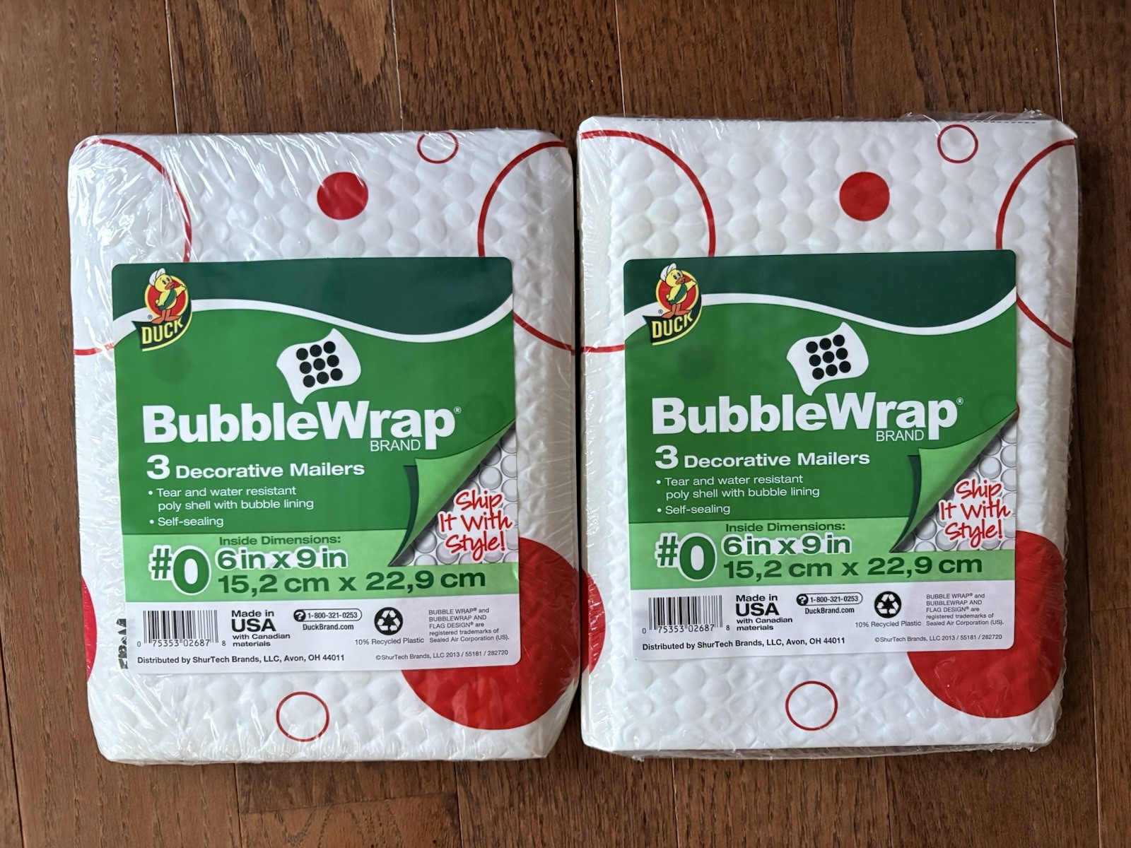 4 pack Duck Decorative Bubble Mailers, #0 – 6 x 9 Inches – Self Sealing NEW
