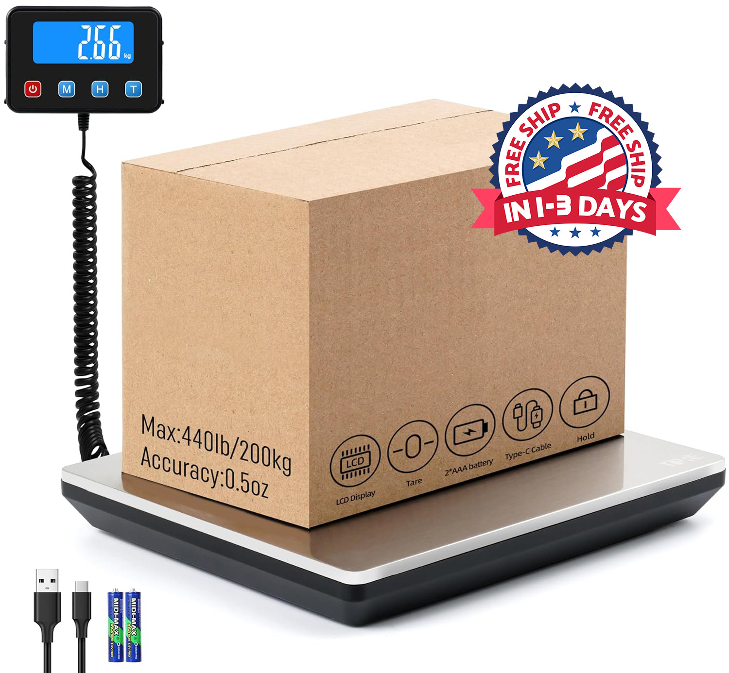 Bascula Balanza Digital Industrial 660 Lbs Comercial En Kg O Libras Basculas New