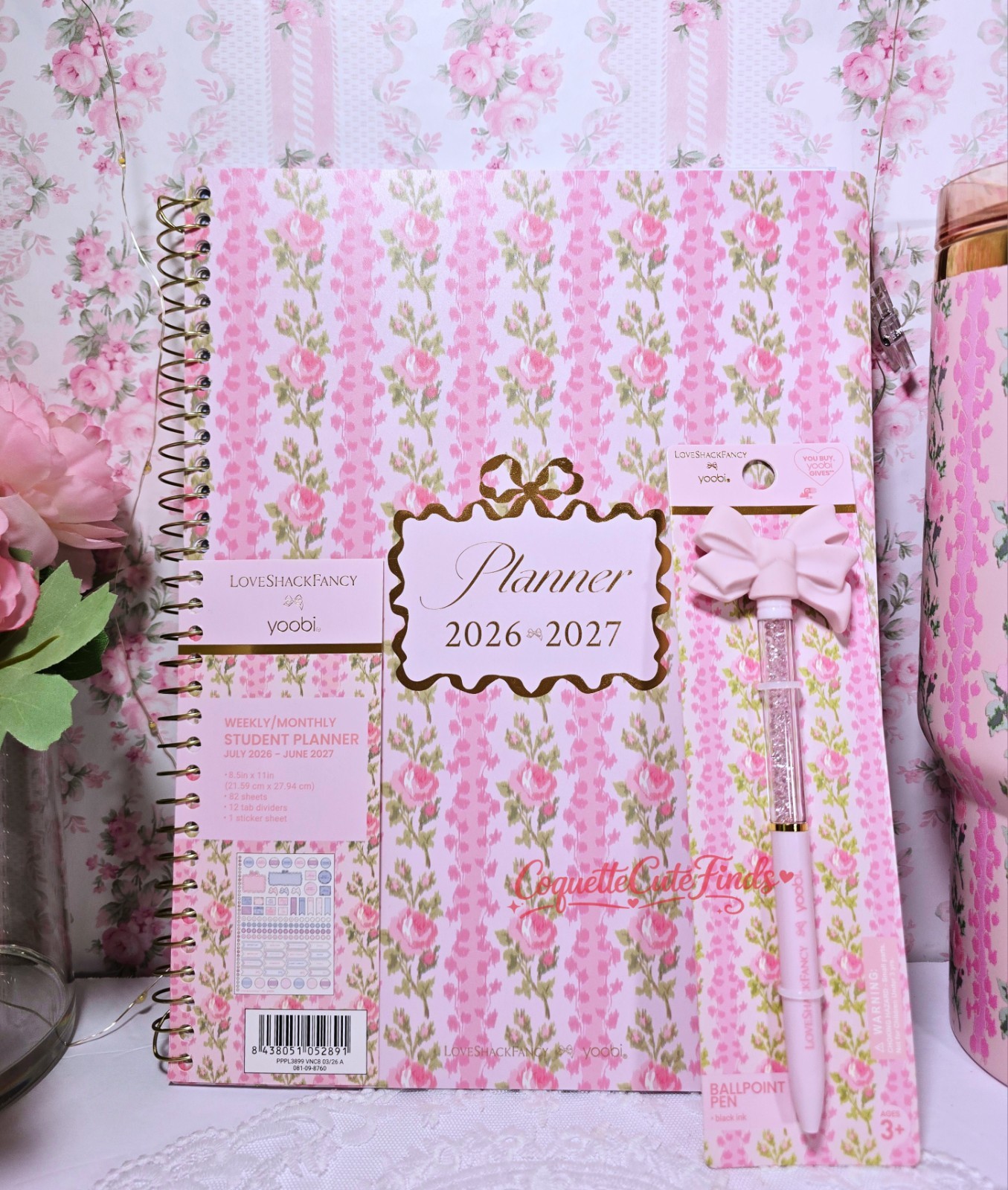 LoveShackFancy x Yoobi 2026-2027 Planner + Matching Bow Pen Set NWT SOLD OUT