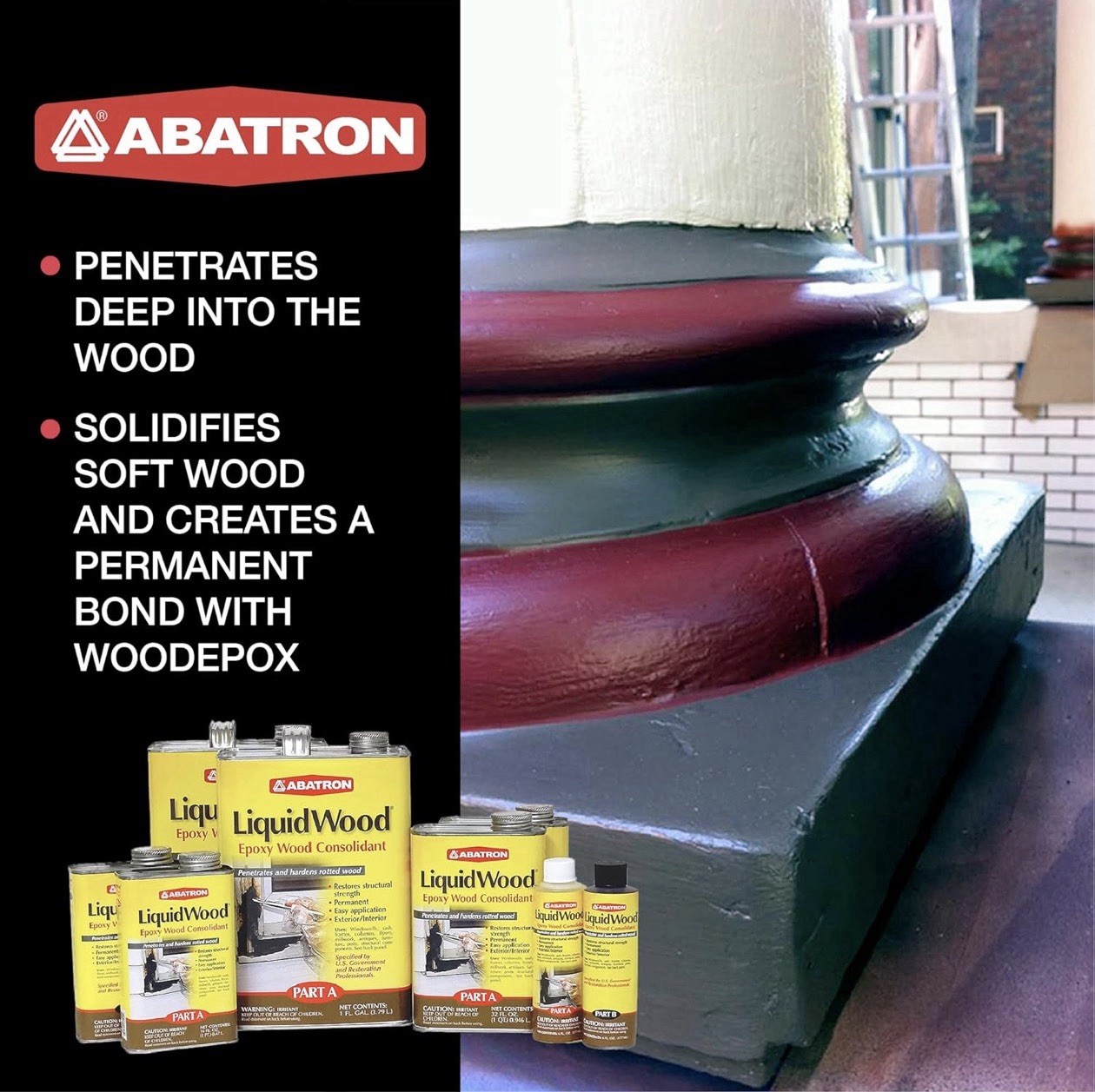Abatron LiquidWood Epoxy Wood Consolidant Kit 12 Oz Part A & B LWAB6OR