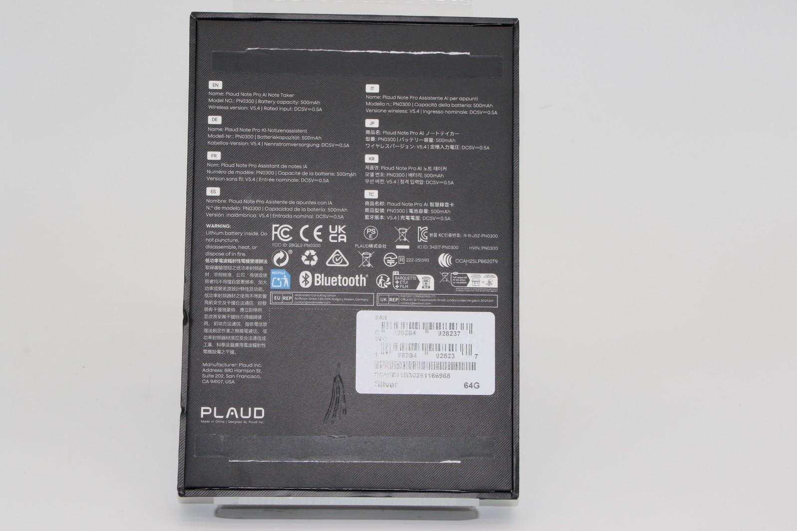 Plaud Note Pro AI Voice Recorder Note Taker PN0300 64GB SILVER.