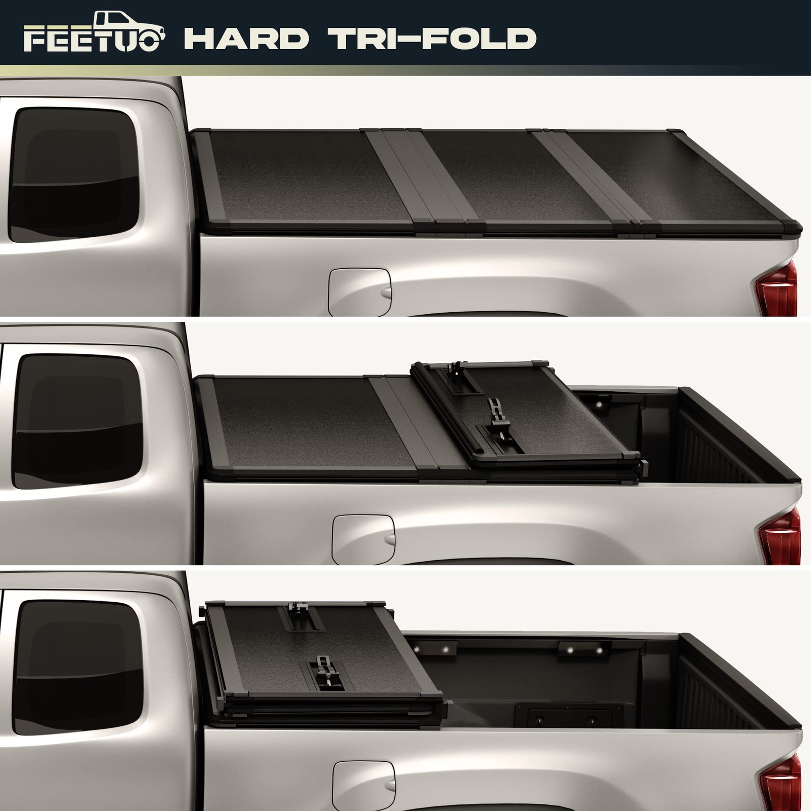 FRP Hard Tri-Fold Tonneau Cover for 2009-2026 Ram 1500 5.7FT w/o RamBox