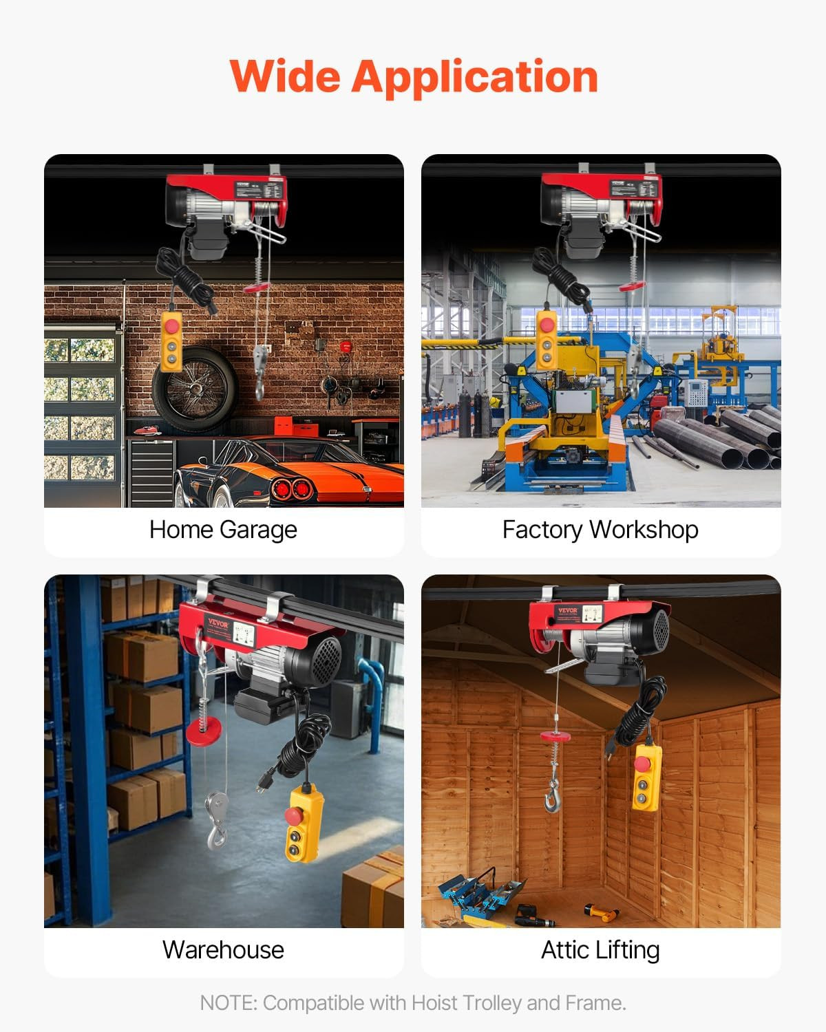 Electric Hoist with Remote Control, 440 Lbs Material Handling Tool, 110V Electri