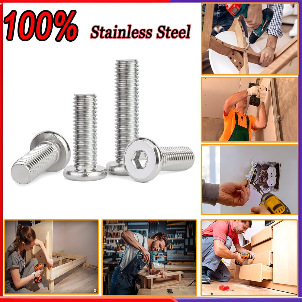 1/4-20×1/2 Flat Head Hex Socket Cap Screws Bolts,304 Stainless Steel Fully Threa