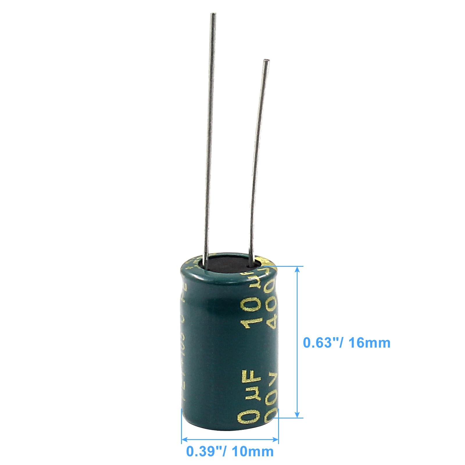 10PCS 400V 10UF Electrolytic Capacitor, 0.39×0.63in High Frequency Aluminum E…