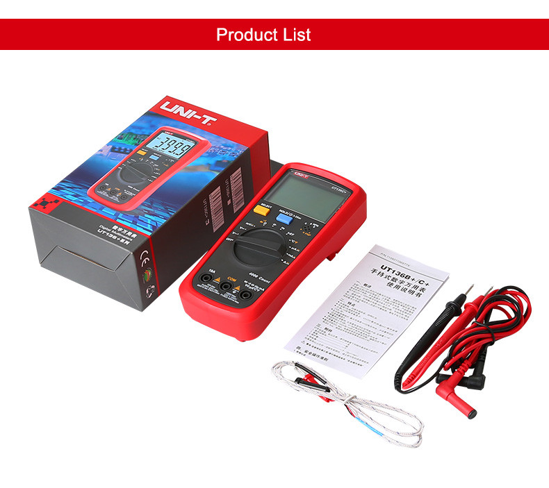 UNI-T UT136B+ Handheld Digital Multimeter Auto AC/DC DMM 1KV 10A NCV Cap tester