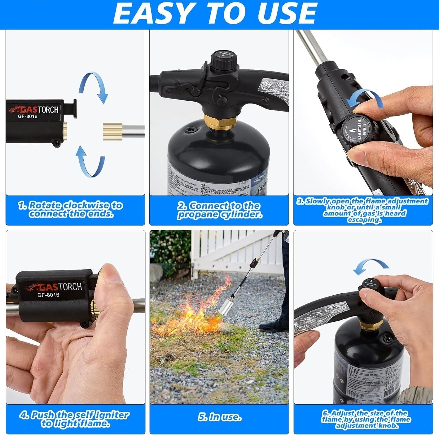 Portable Propane Torch Weed Burner Ice Snow Melter Outdoor Flame Thrower
