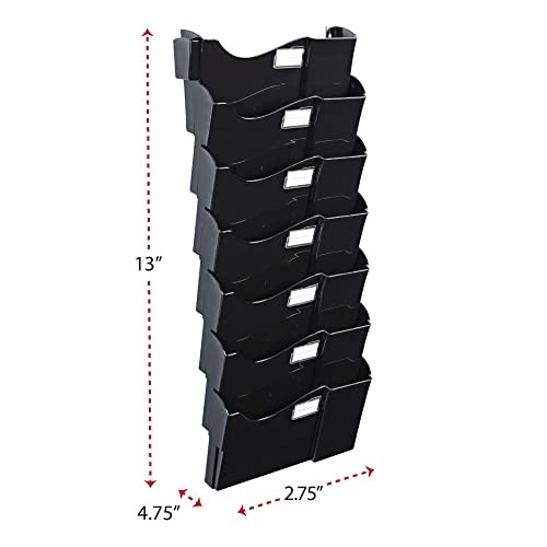 UNIVERSAL GRANDE CENTRAL FILING SYSTEM SEVEN POCKET WALL MOUNT PLASTIC – BLACK