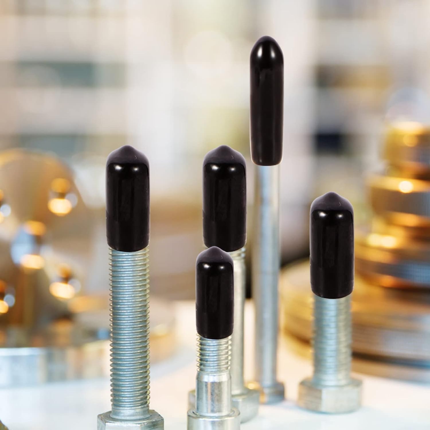 163PCS Rubber End Caps Assortment Round Bolt Screw Covers, Vinyl Tube Caps Black