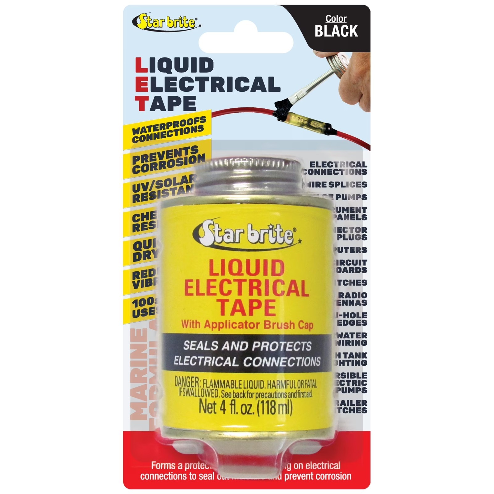 Star Bite Liquid Electrical Tape with Applicator Brush Cap, 4 fl oz.