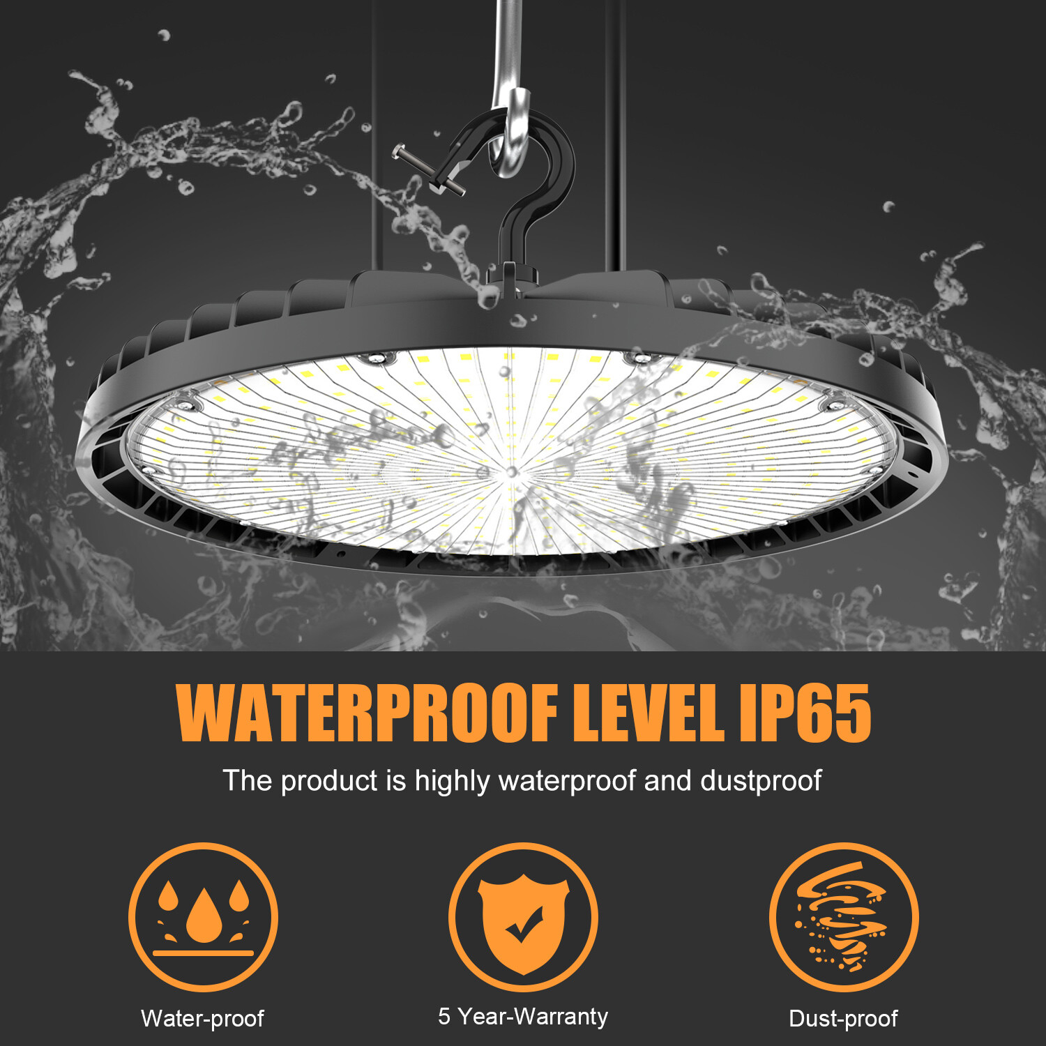 LED High Bay Light 21000lm (Eqv.600W MH/HPS) 5000K Warehouse UFO Light 150 Watt