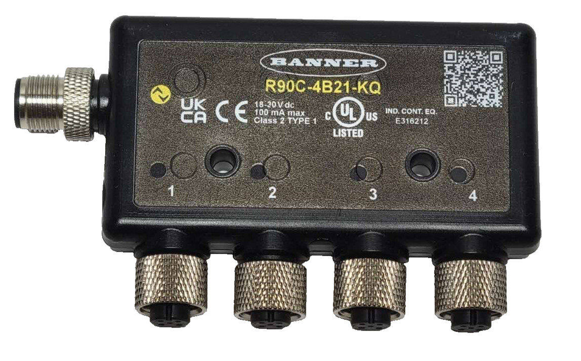 BANNER ENGINEERING R90C-4B21-KQ IO-Link Hub, 4-ports, Discrete Input/Output