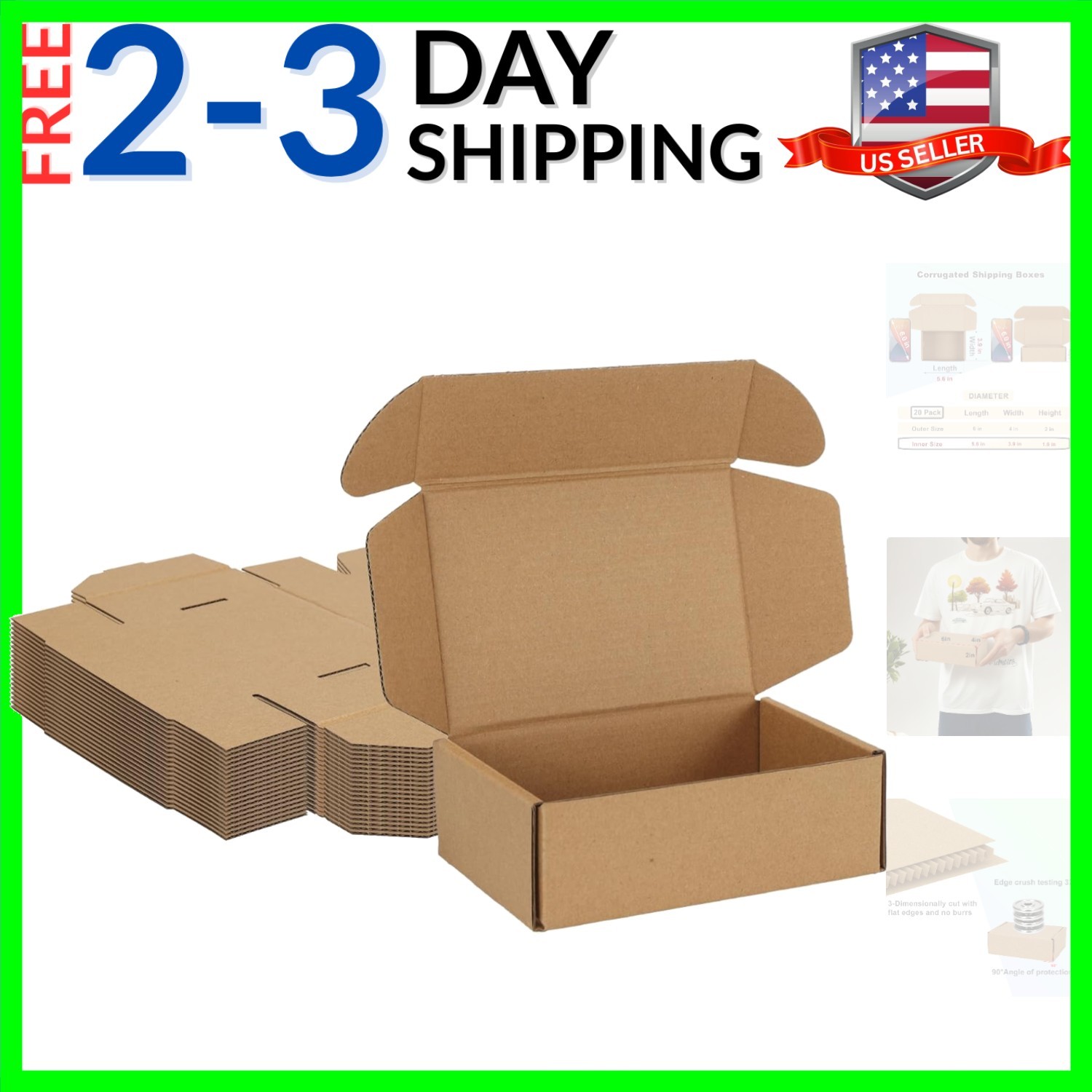 6x4x2 Inches Shipping Boxes Pack of 20, Small Corrugated Cardboard Box for Ma…