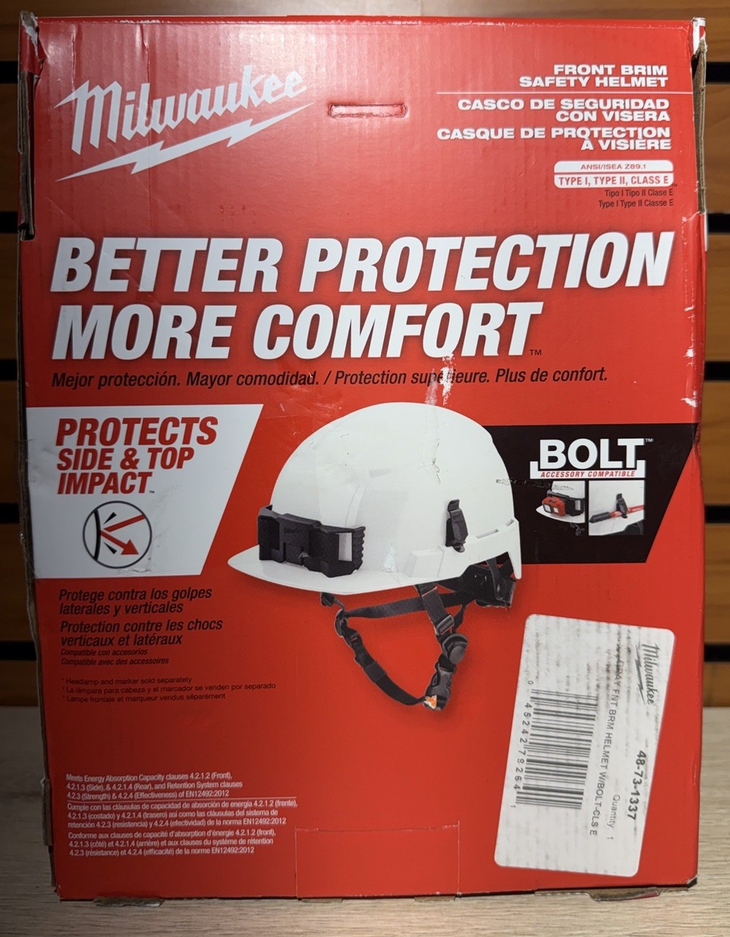 Milwaukee 48-73-1337 Gray Front Brim Helmet with BOLT – Type 2, Class E