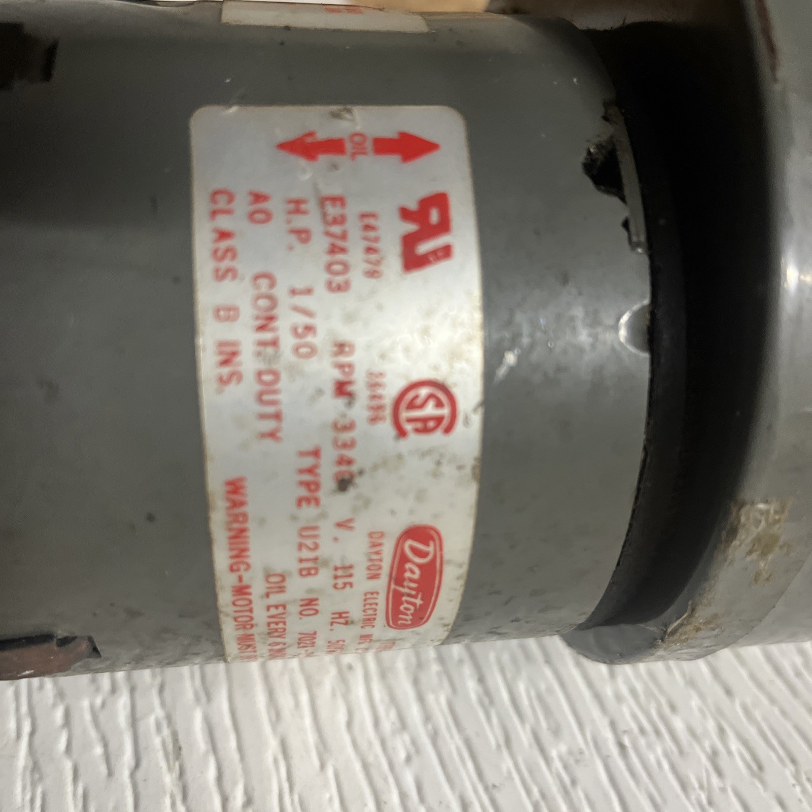 Dayton E47479/E37403 Shaded Pole Motor 3M571 1/15HP 1550-1000RPM 115V-Used