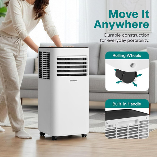 SereneLife Small Air Conditioner Portable 8,000 1 Count (Pack of 1), White