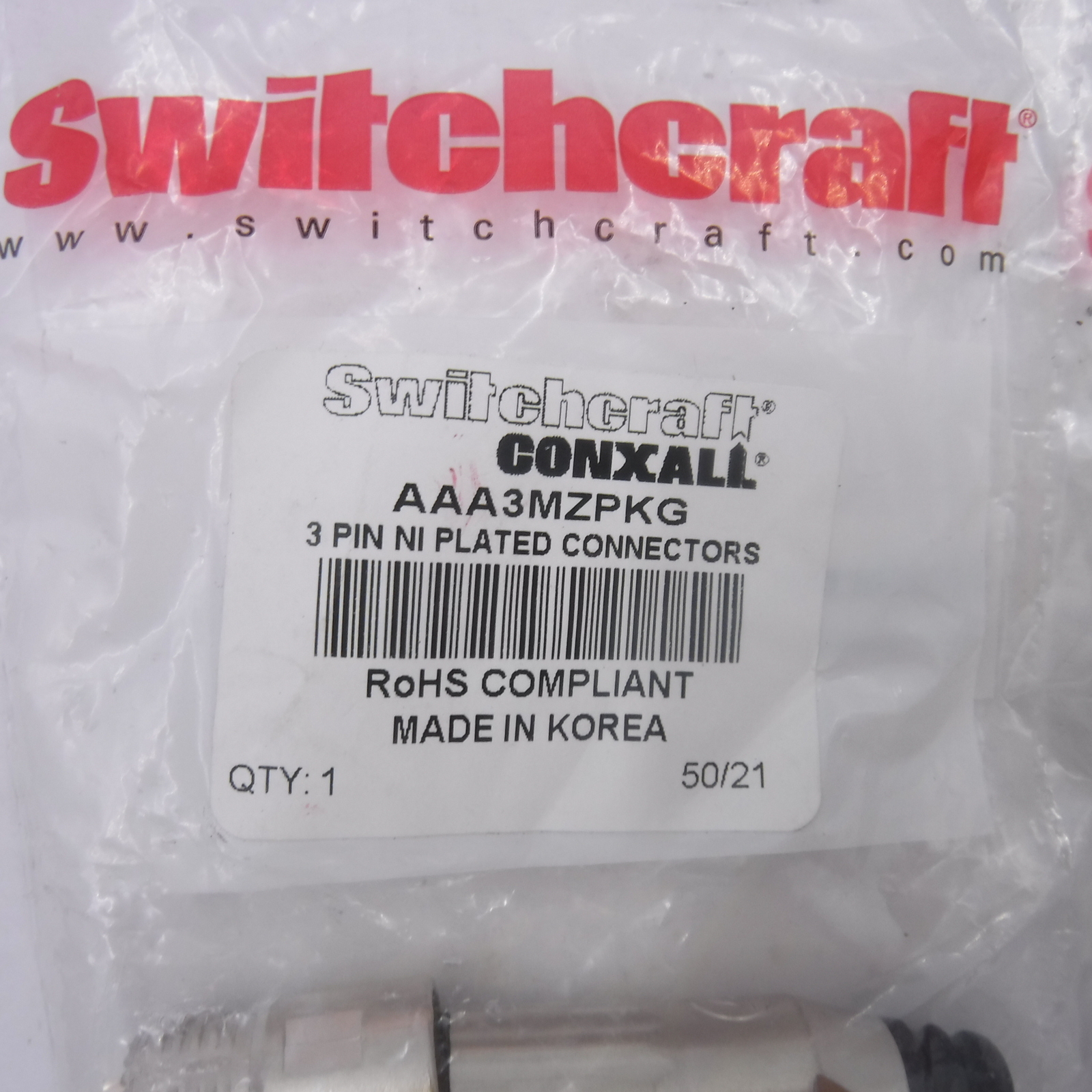 2x SWITCHCRAFT AAA3MZ 3-Pin XLR Male Heavy Duty LO-Z Cable Mount Plug