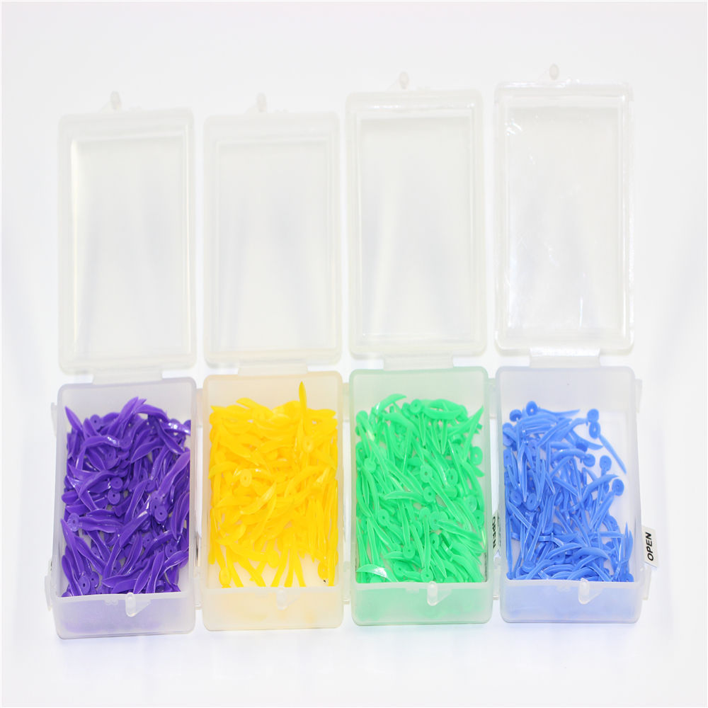 100 Pcs Dental Disposable Plastic Wedge With Hole Wave Shape Wedges X-Small Blue