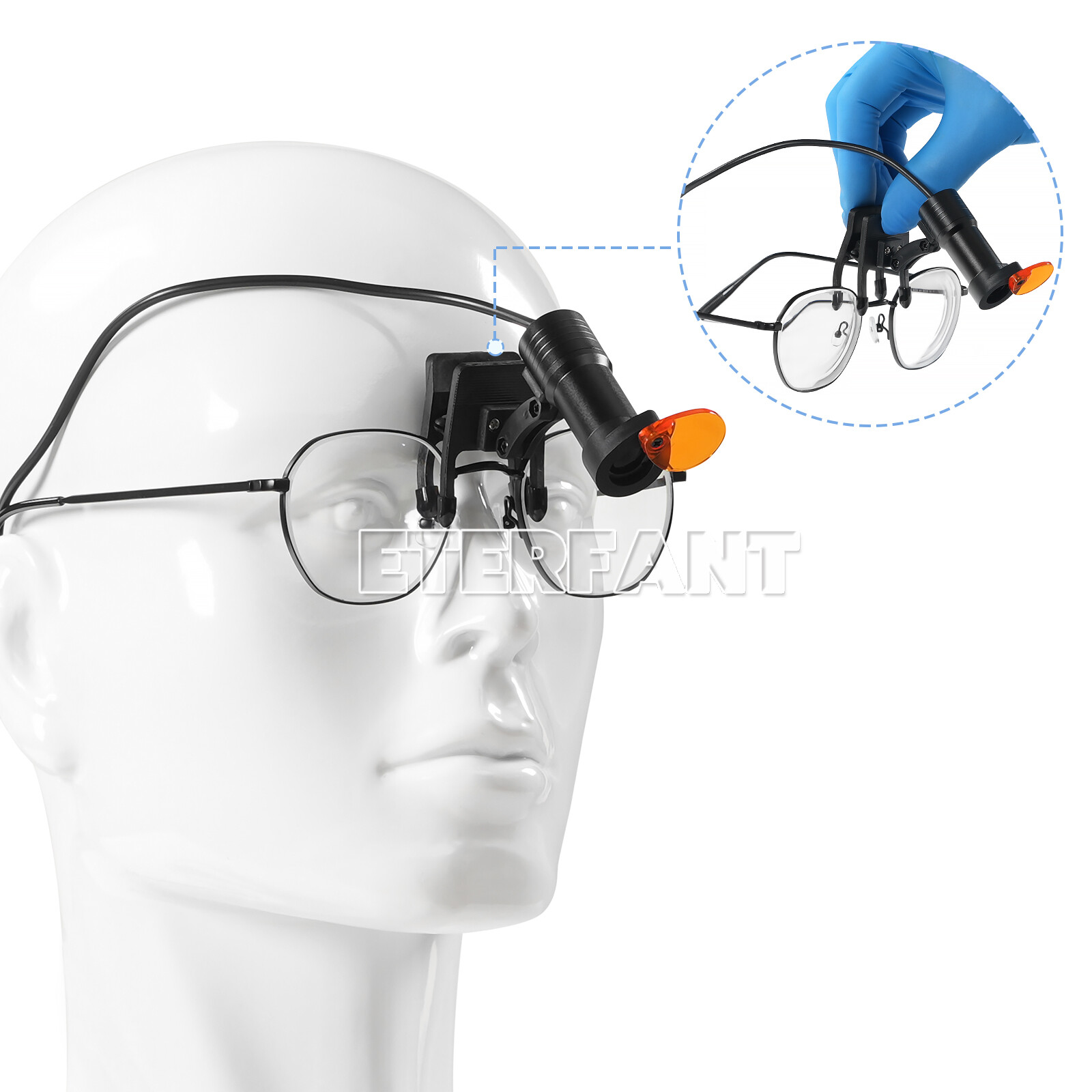 ETERFANT Dental 5W LED Headlight Lamp w/Filter Metal Clip for Binocular Loupe