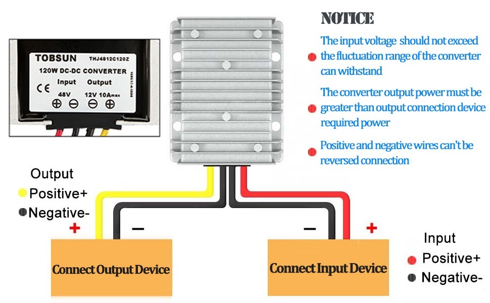 48V to 12V Voltage Reducer DC to DC 10A 120W Converter Regulator Waterproof
