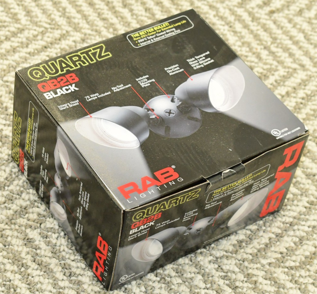 RAB QB2B 2 x 75 W 120 Volt Black Quartz Bullet Floodlight Fixture 1981320073