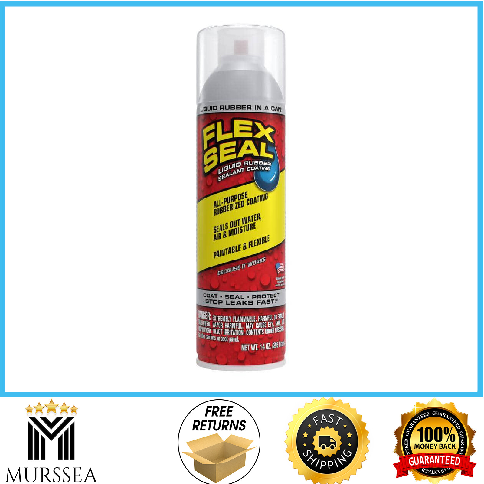 Flex Seal Clear 14 oz. Aerosol Liquid Rubber Sealant Coating Sealing Cracks
