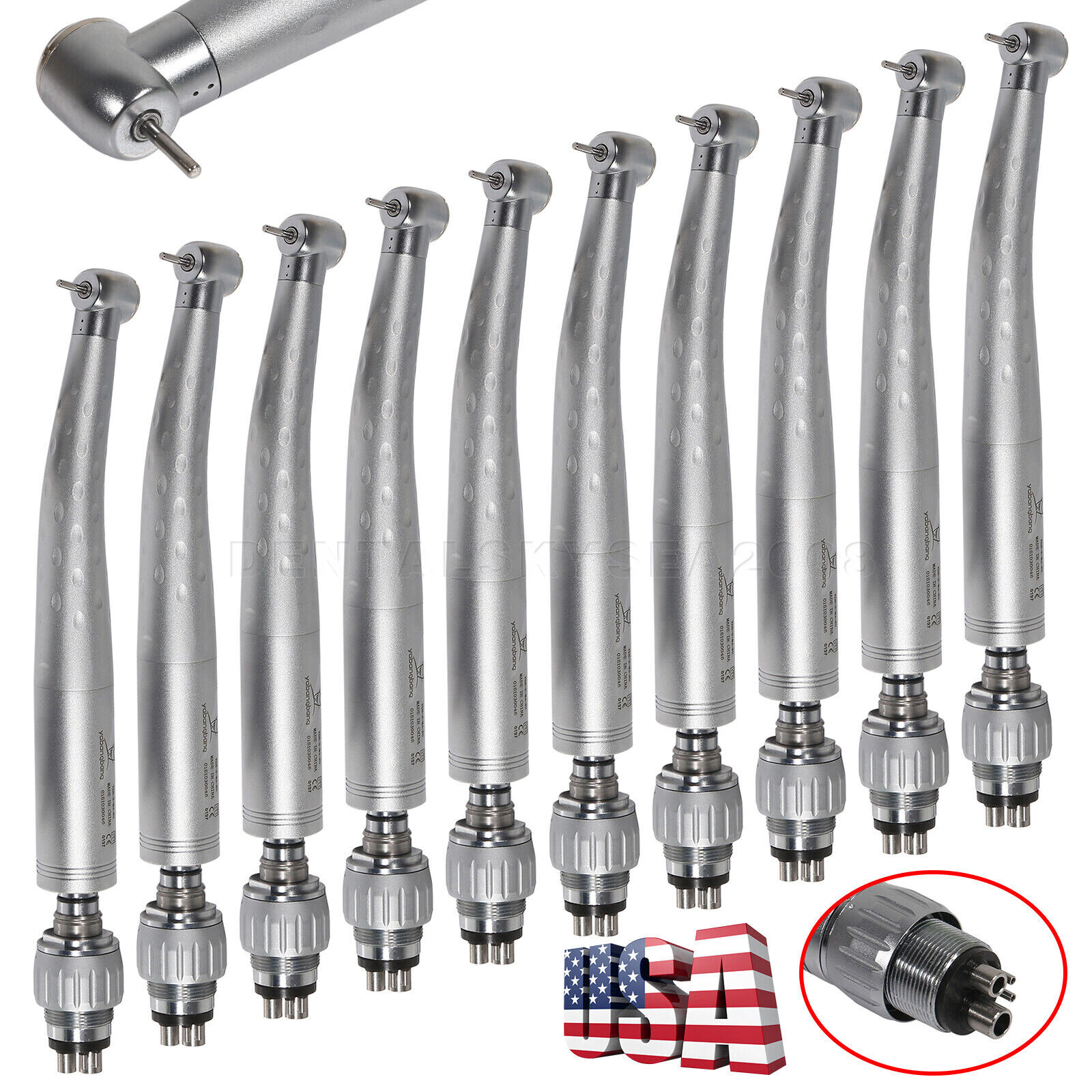 1-10 Packs Dental High Speed Turbine Handpiece with 4-Hole Quick Coupler ysu