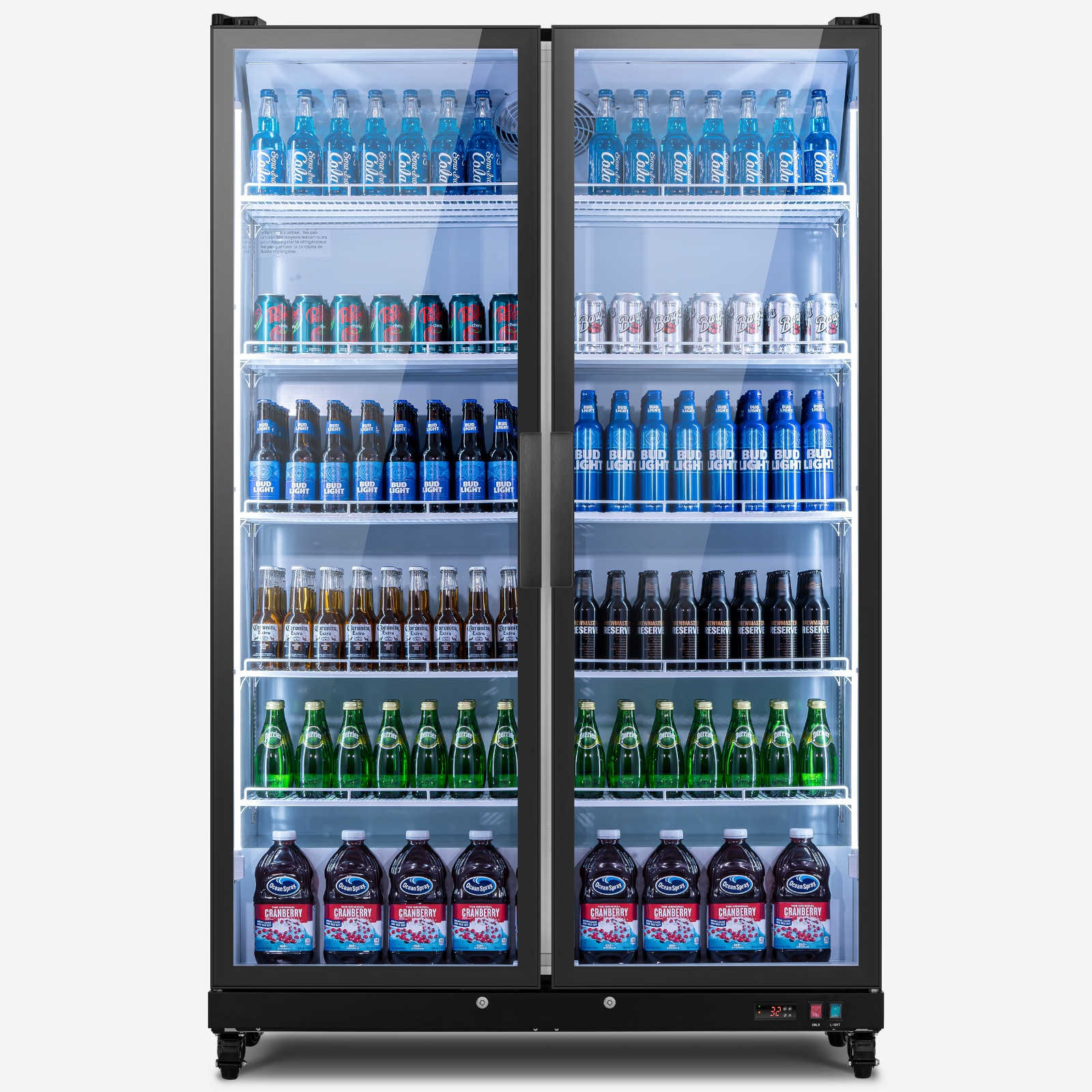 Yeego Commercial Display Upright Refrigerator 37.8 Cu.ft Drink Cooler 32°F-50°F