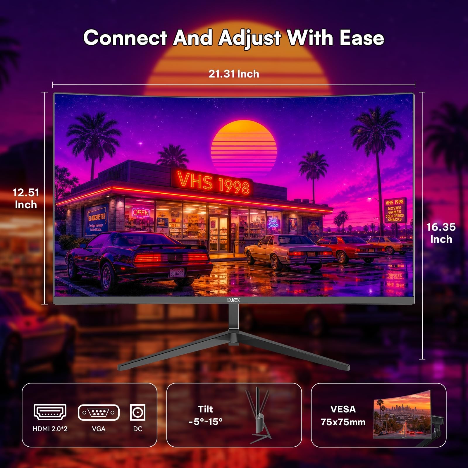 24 Inch Curved Monitor, FHD 1920x1080P, 100Hz | 16:9 Aspect Ratio, 99% sRGB, …
