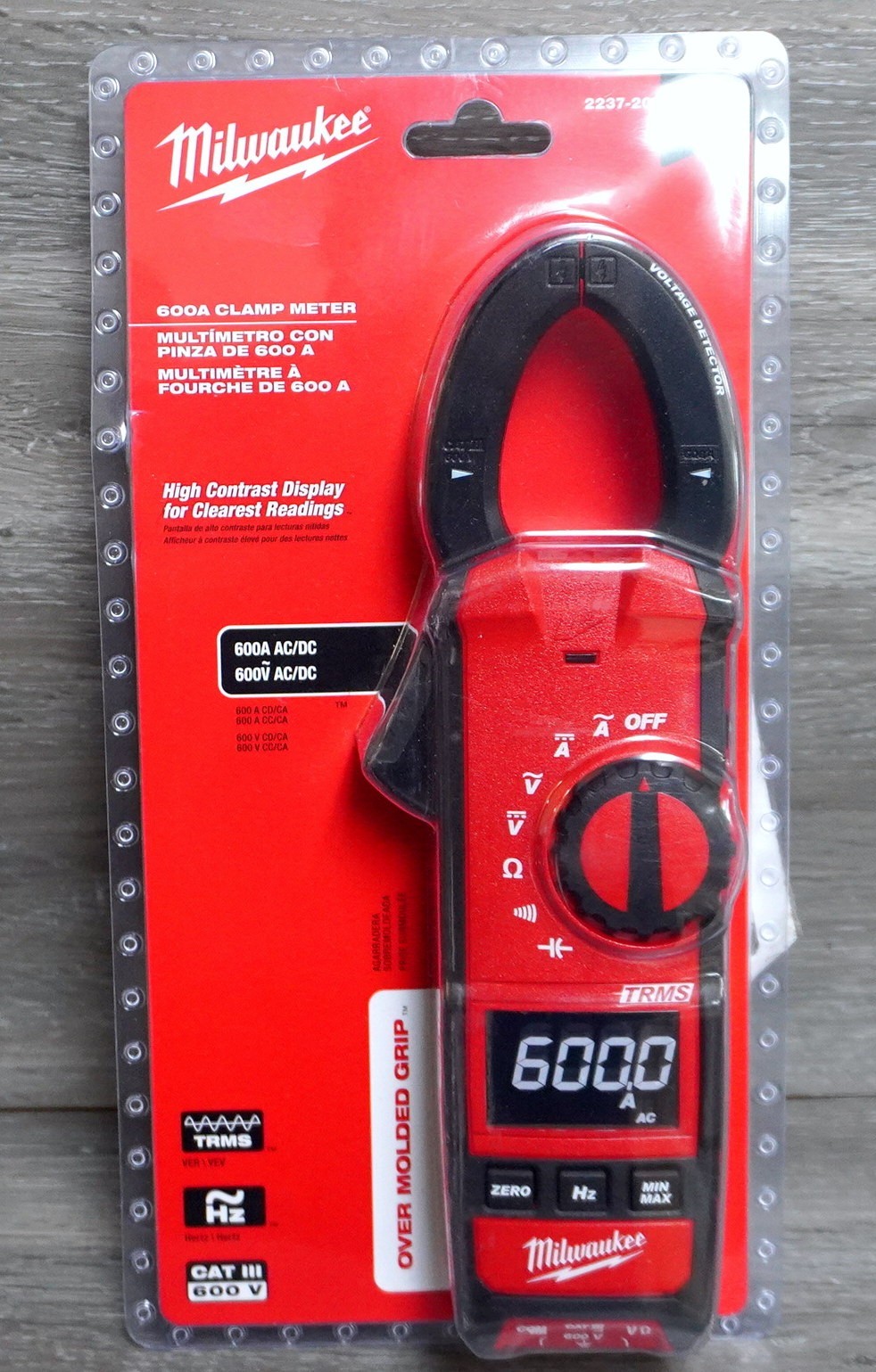 NEW Milwaukee 2237-20 Digital Clamp Meter True RMS 6000 Count CAT III 600V 600A