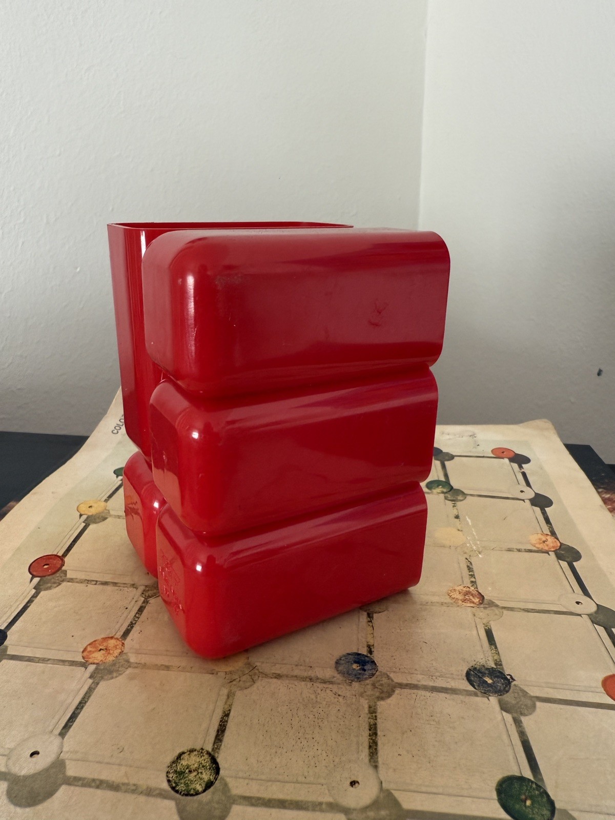 1970s Atomic HOF Red Drawer Desk Organizer, Made in Hong Kong, Set of 2, AS IS