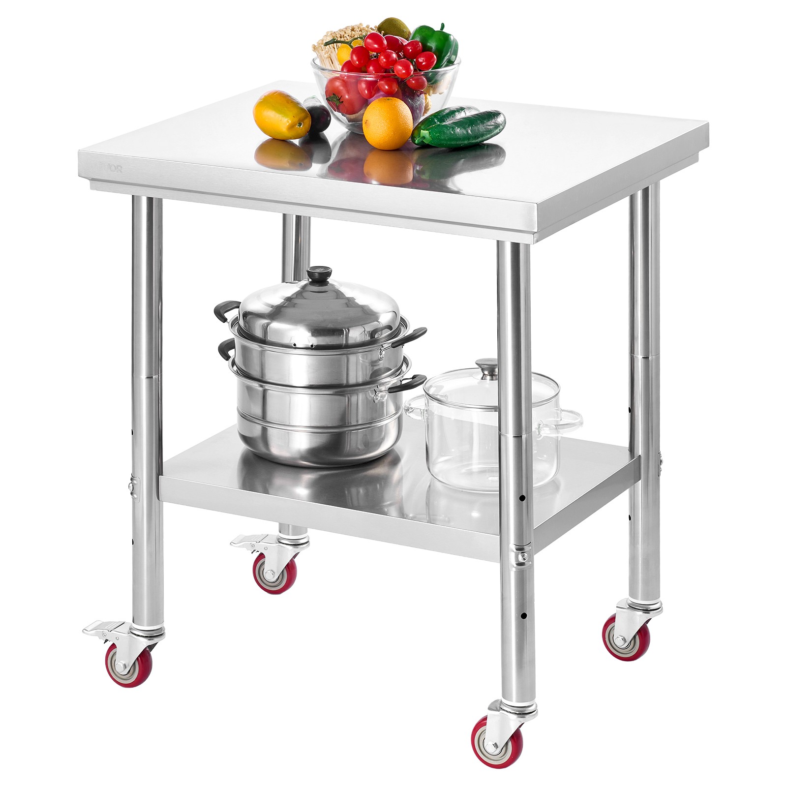 VEVOR Stainless Steel Table 24 x 30 in Commercial Kitchen Prep Table with Wheels