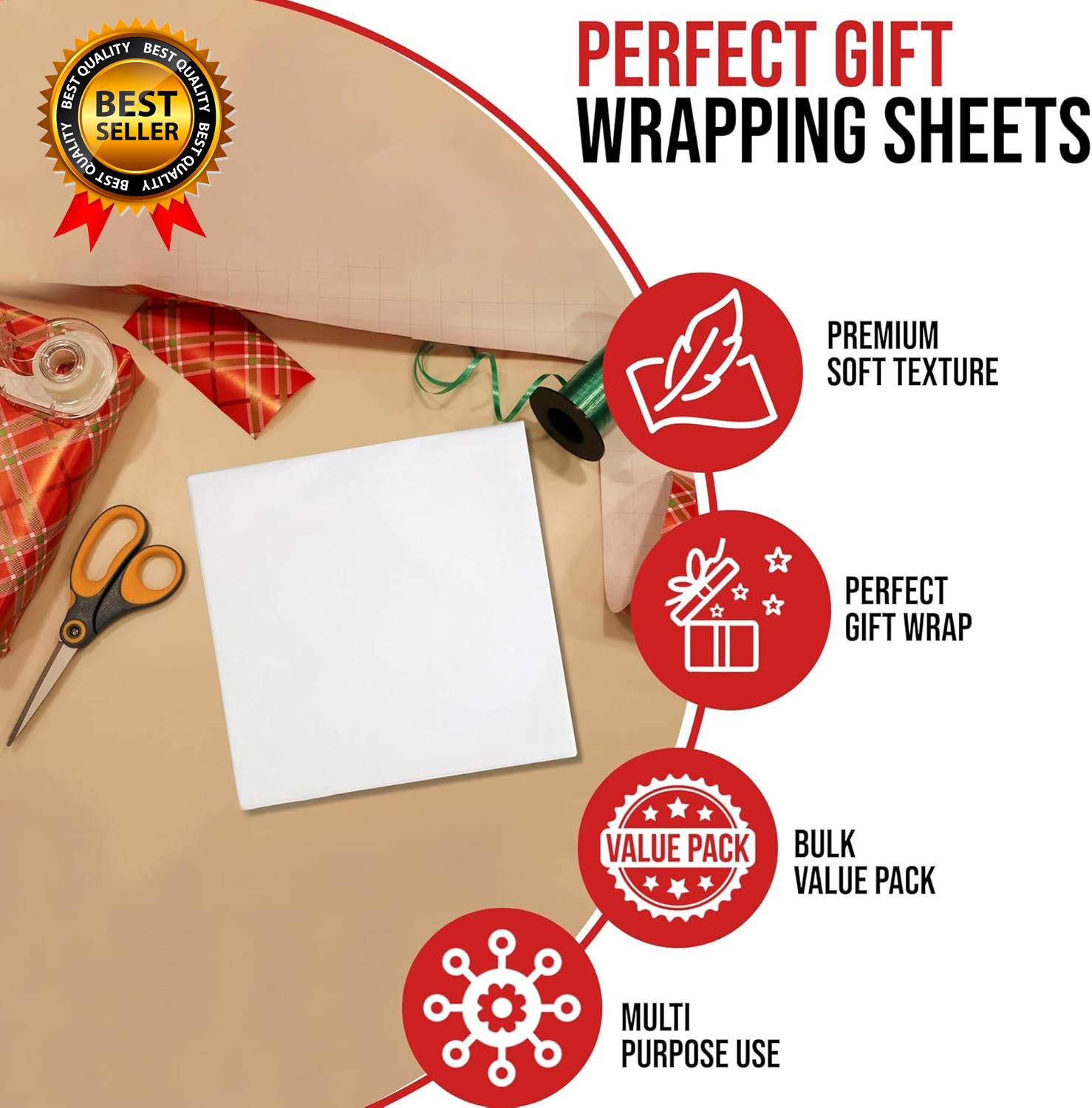 1,000-Sheets Bulk Premium Gift Wrap Tissue Paper White 20 X 30 Inches Premium