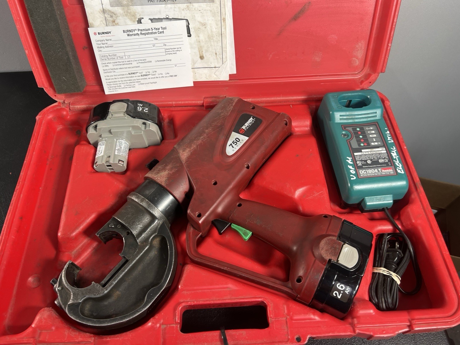 Burndy Patriot PAT750XT-18V Crimping Tool Cordless Hydraulic Crimper