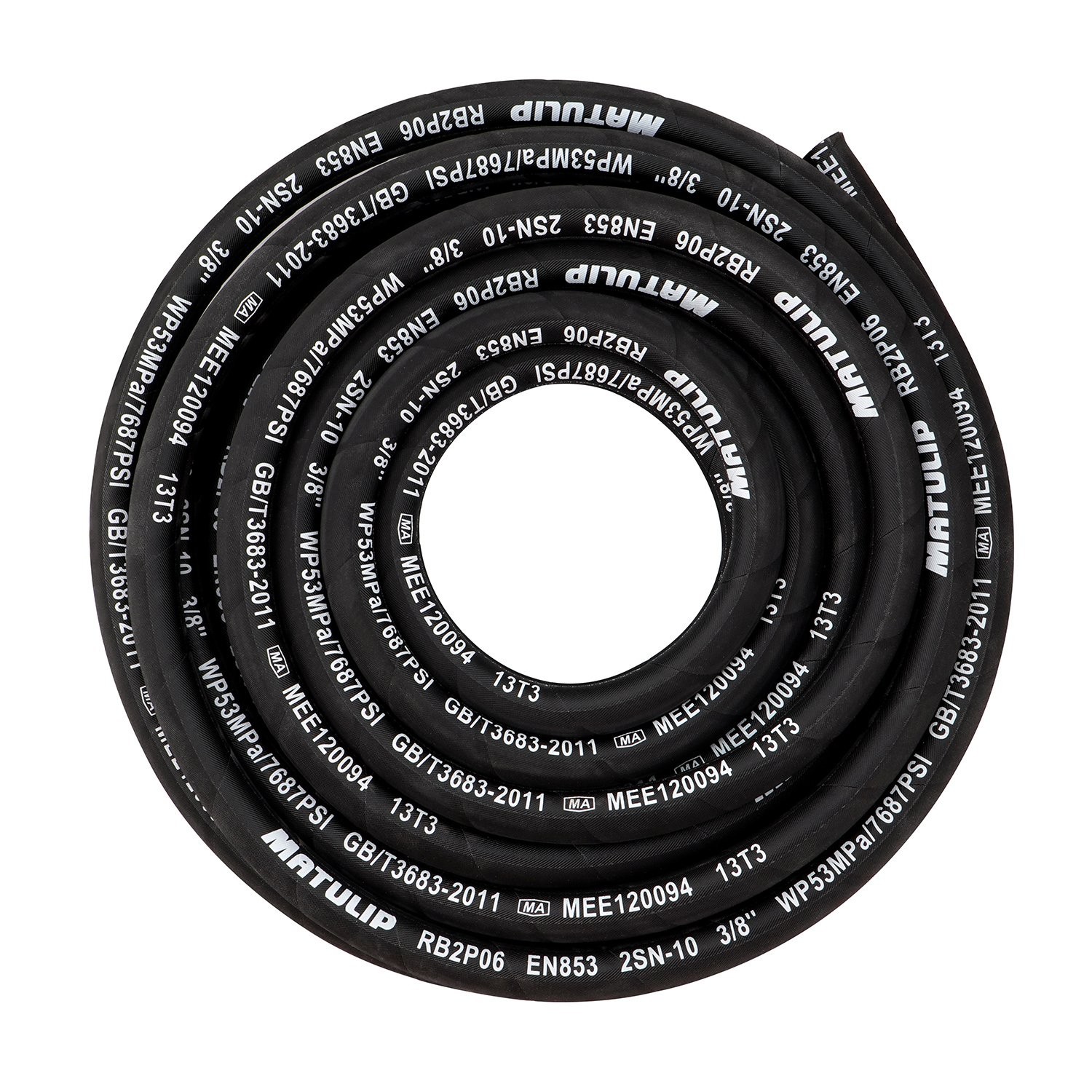 50FT 3/8″ Hydraulic Hose with 16PCS Hydraulic Hose Fittings, 2-Wire Braided Tube