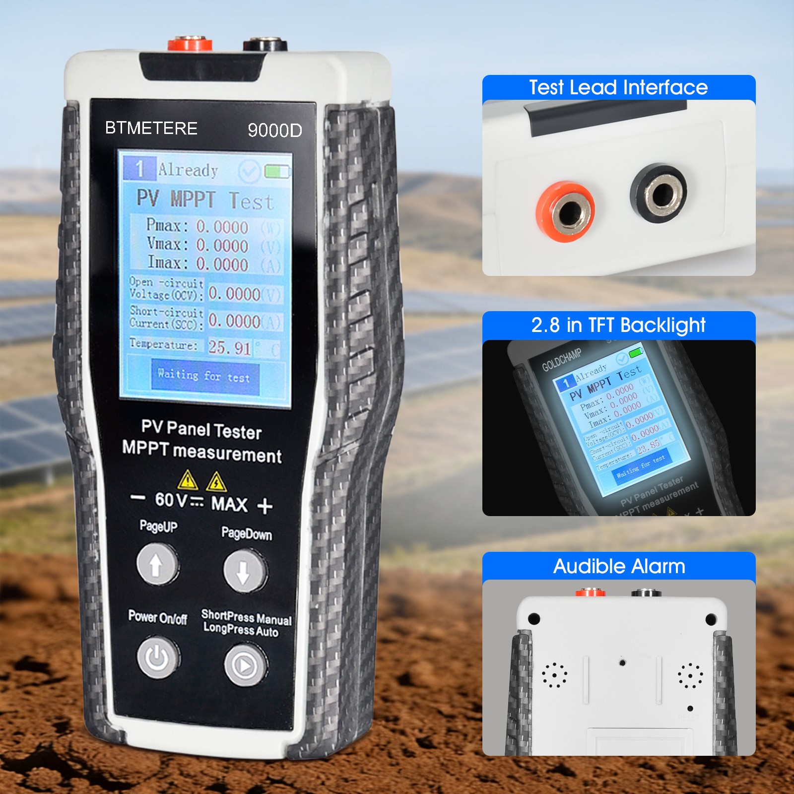 800W MPPT Solar Panel Tester Photovoltaic Panel Multimeter For 60V/35A PV Module