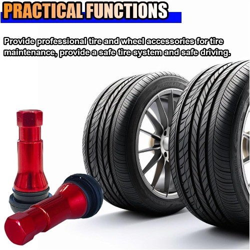 5PCS Car Tire Valve Stems, Aluminium Alloy Snap-in Tire Valve Stem, Color: Red