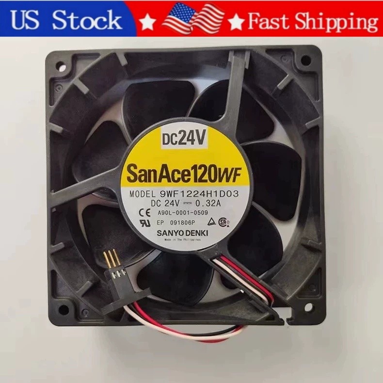 1PCS New SANYO 9WF1224H1D03 3Pin DC24V 0.32A Fan A90L-0001-0509 Fast Delivery