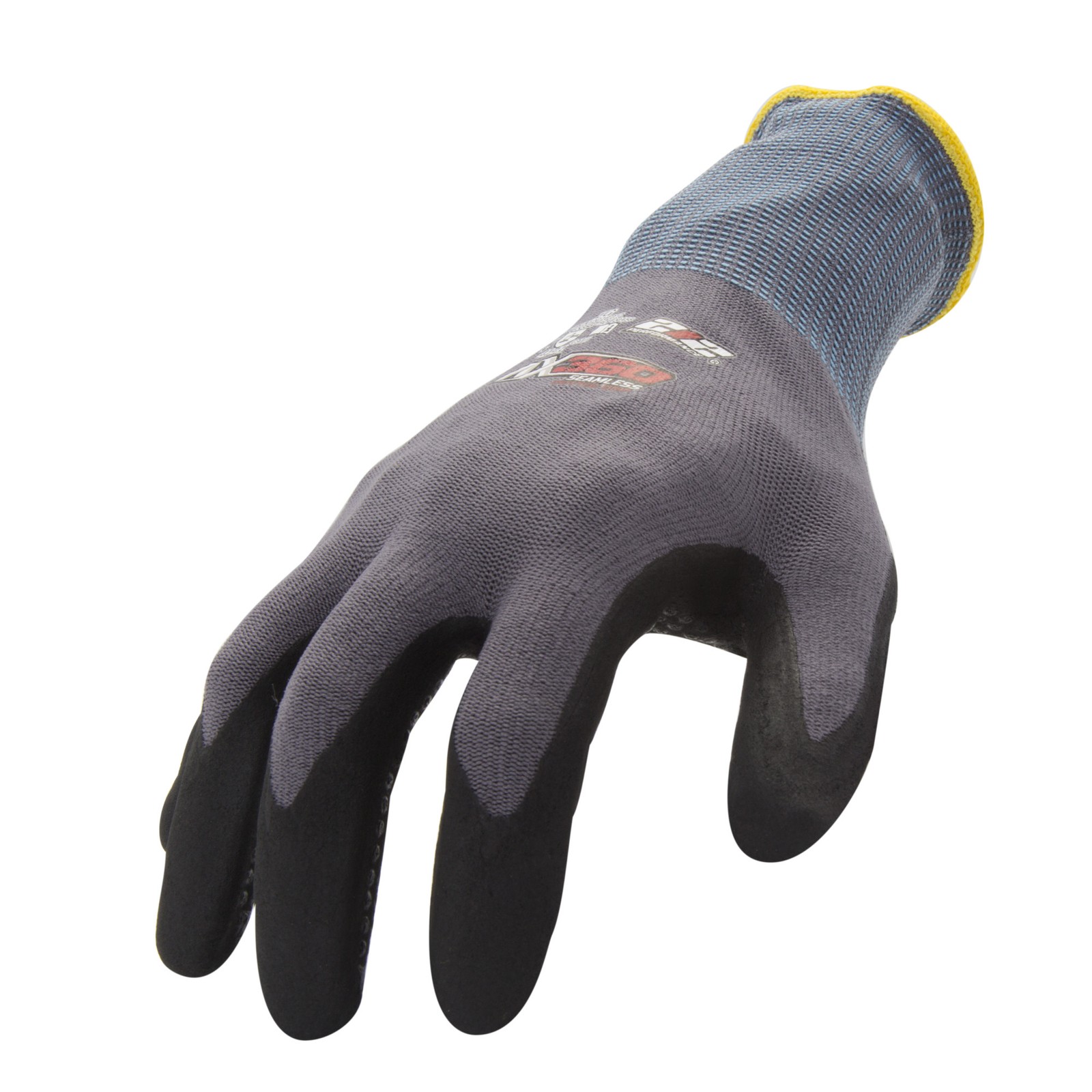 Dotted Grip Nitrile-dipped Work Gloves, Black Gray, 1-Pair, AXDG-16PR