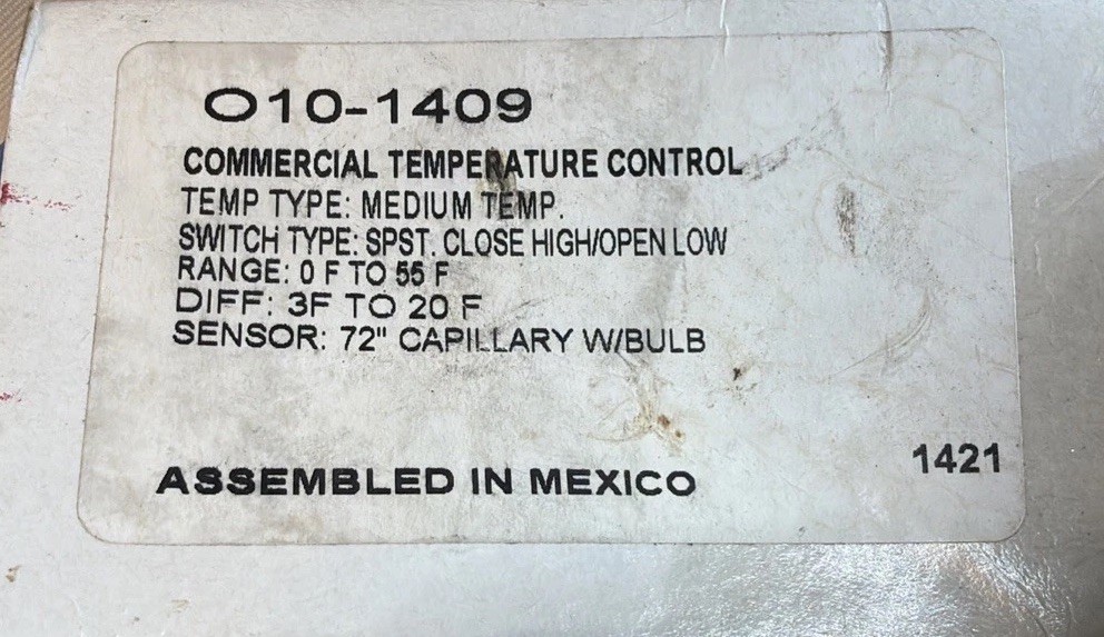 Ranco O10-1409 Commercial Temperature Control New Open Box