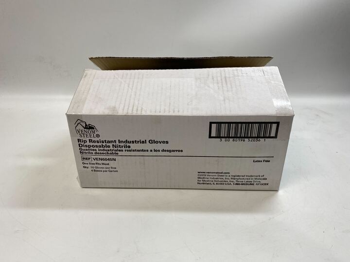 Lot of 4 VENOM STEEL Nitrile Gloves Rip Resistant Size Fits Most- 50 per box