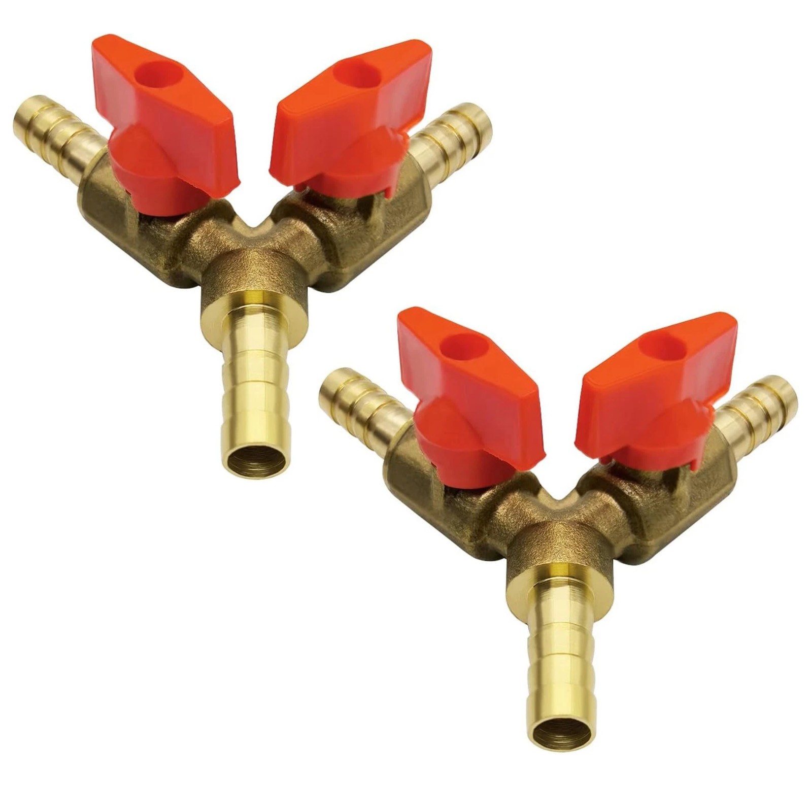 2 Pcs 3/8 Inch Hose Barb 3 Way Shut Off Ball Valve 2 Switch For ATV Vehicle