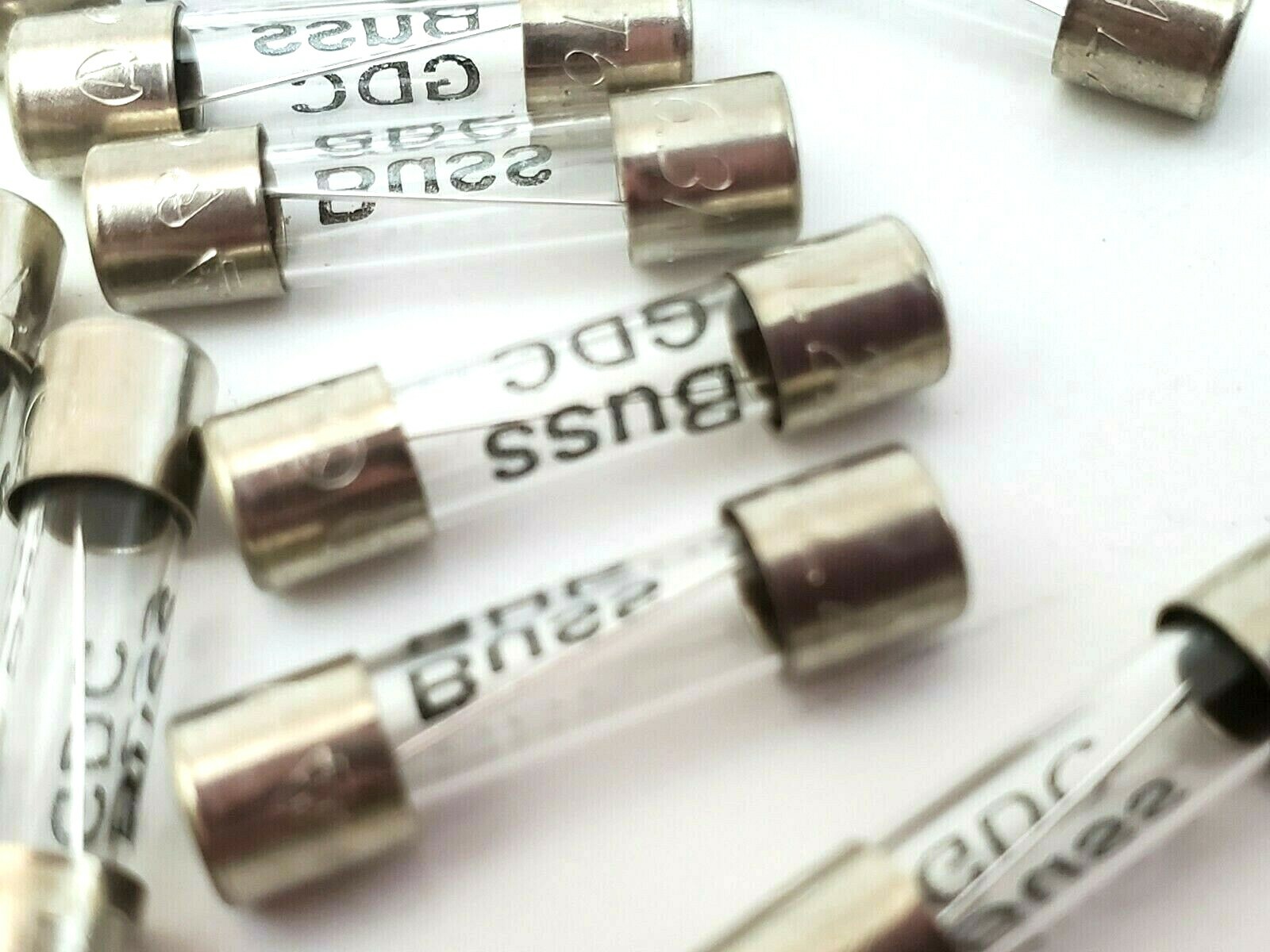 Lot of 10 Bussmann GDC6.3 Glass Fuses 250V 6.3 Amp Slow Blow 5×20 mm GDC6.3A