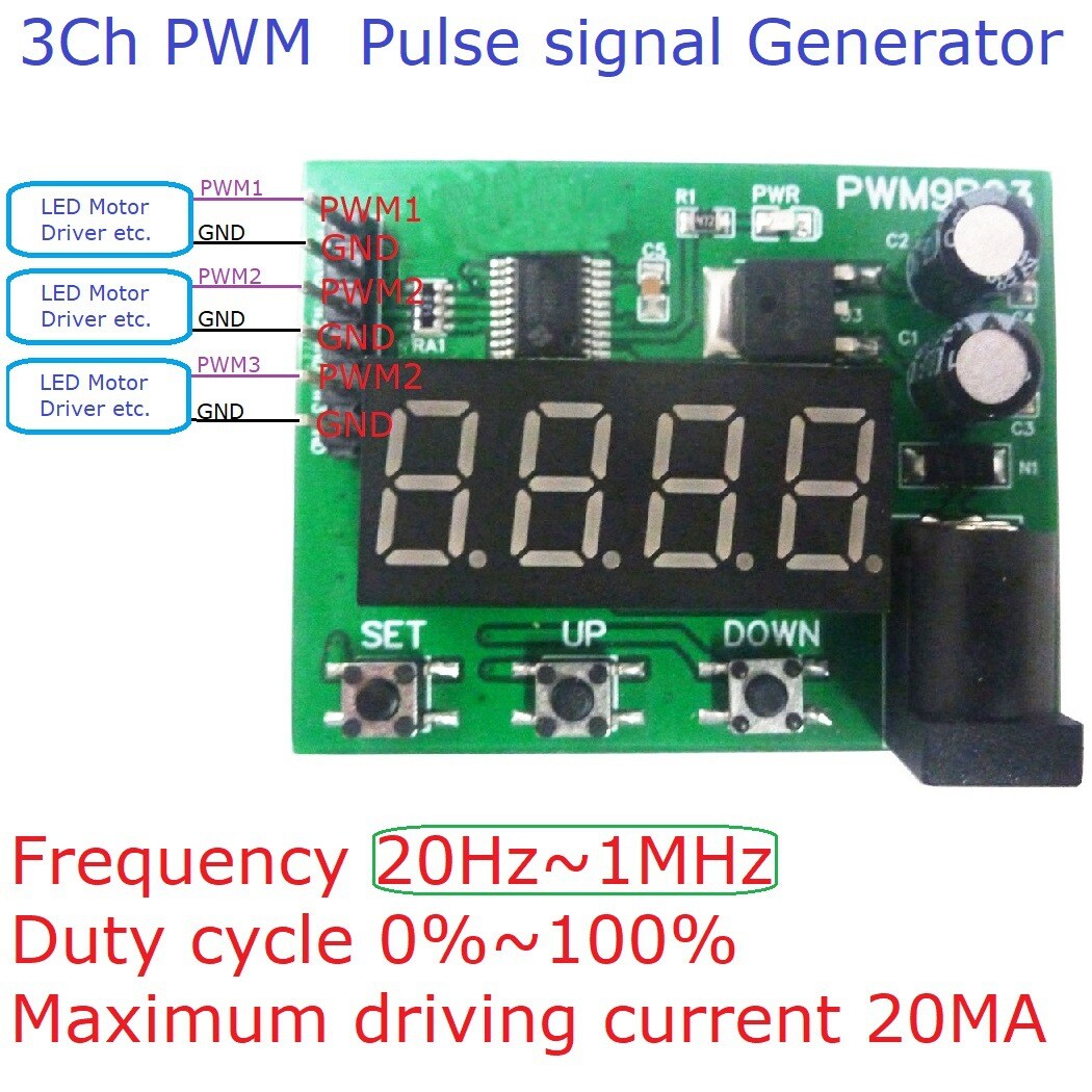 20HZ-1MHZ Adjustable PWM 5V TTL Level Square Wave Pulse Signal Generator