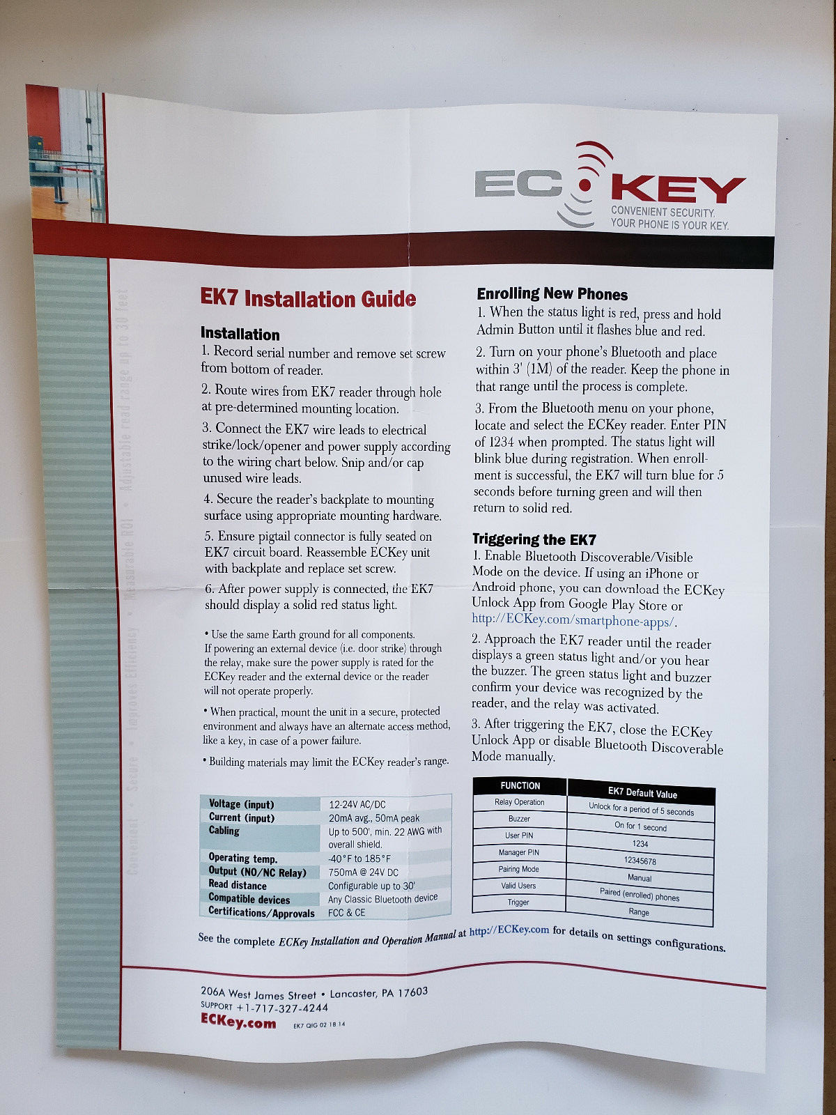 ECKey EK7 Stand-Alone Access System Home Business Security Bluetooth VIZpin SaaS