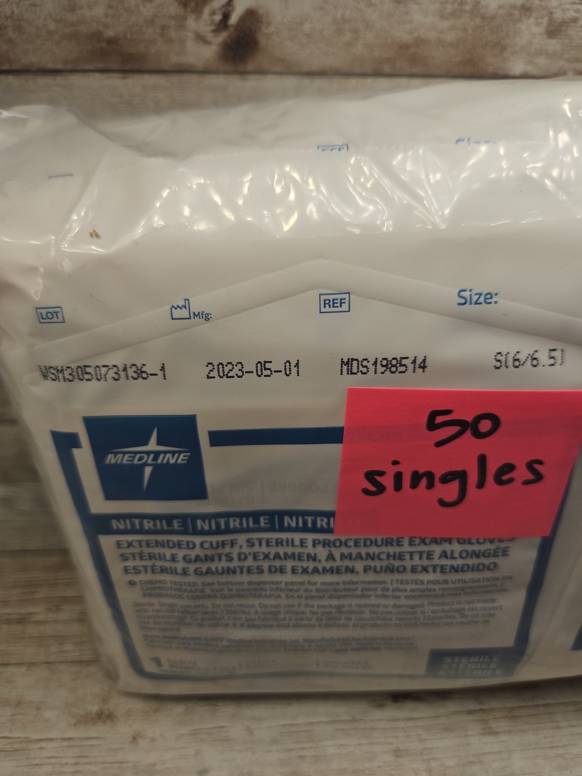 MEDLINE Nitrile Exam Gloves Extended Cuff *50 Single* Gloves Sterile Size: SMALL